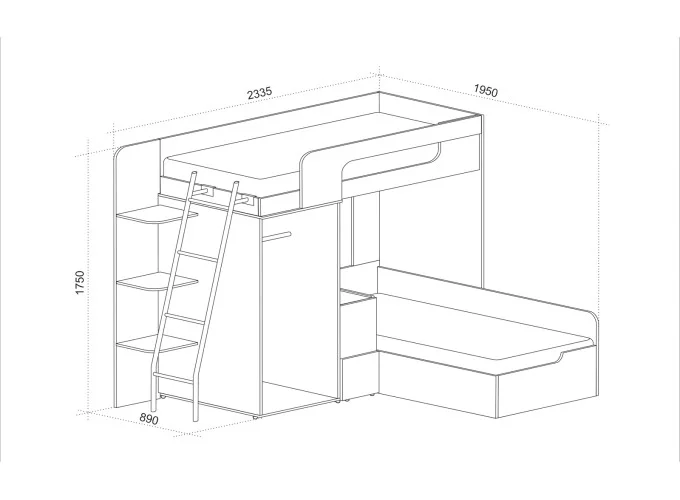 Παιδικό υπνοδωμάτιο 2 τμχ. για στρώματα 82/190 εκ., 89/233,5-195/175 εκ., Fresh, Genomax