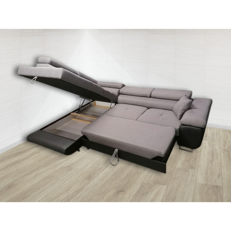 Γωνιακός καναπές κρεβάτι Alexander με αποθηκευτικό χώρο, Γκρι, 275x202 εκ, Silk