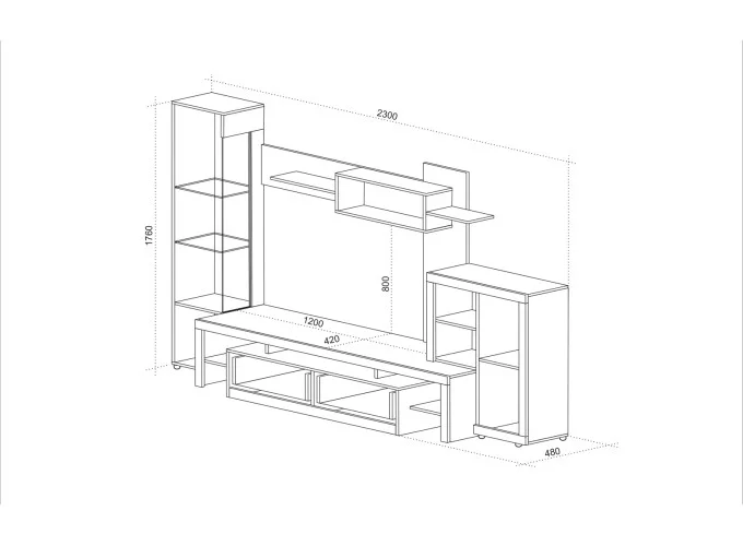 Σύνθετο Σαλονιού με Led φωτισμό 230/176/48 εκ. Samba, Genomax Σύνθετο Σαλονιού με Led φωτισμό 230/176/48 εκ. Samba, Genomax