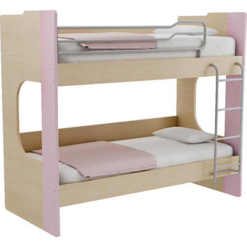 Παιδικό Κρεβάτι Κουκέτα Santella Ροζ, για Στρώμα 90x190 εκ.