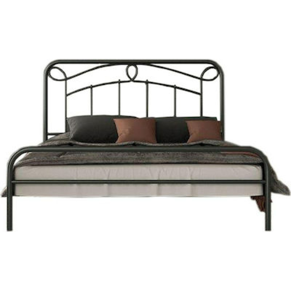 Μεταλλικό διπλό κρεβάτι Elina με τάβλες, 140/200, Silk
