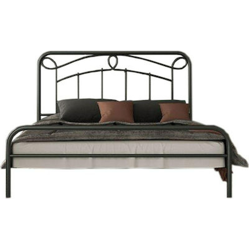 Μεταλλικό μονό κρεβάτι Elina με τάβλες, 90/200, Silk