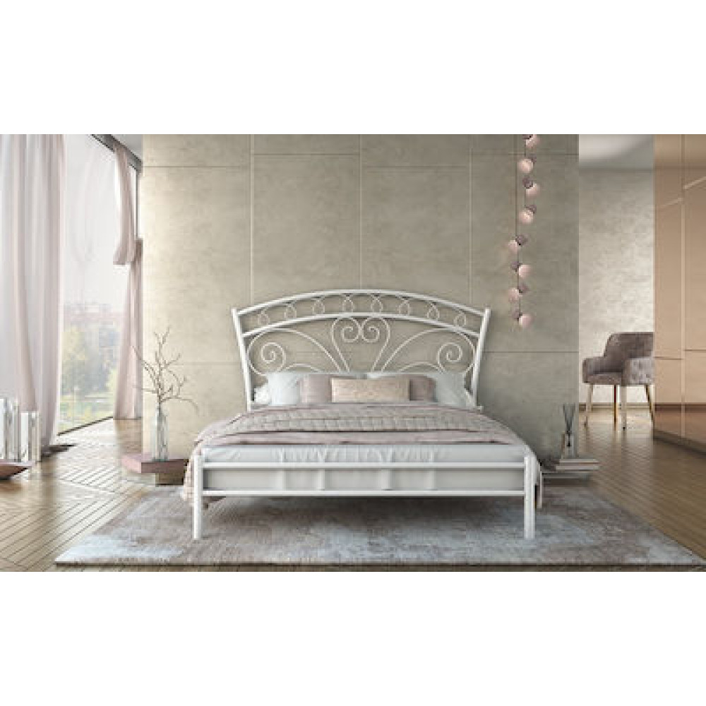 Μεταλλικό διπλό κρεβάτι Nefeli με τάβλες, 140/200, Silk