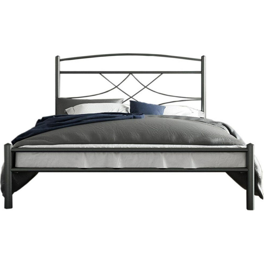 Μεταλλικό υπέρδιπλο κρεβάτι Emma με τάβλες, 160/200, Silk