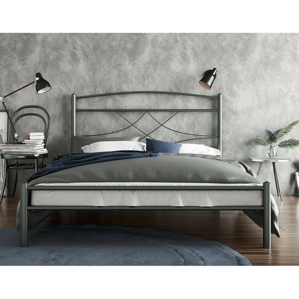 Μεταλλικό υπέρδιπλο κρεβάτι Emma, 160/200, Silk