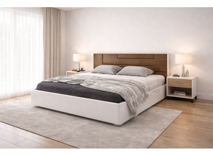 Σετ κρεβατοκάμαρας 3 τεμαχίων, διπλό κρεβάτι με 2 κομοδίνα, 160/200, Ares, 170x209.5x93 εκ., Genomax