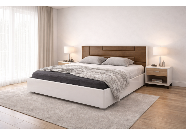 Σετ κρεβατοκάμαρας 3 τεμαχίων, διπλό κρεβάτι με 2 κομοδίνα, 160/200, Ares, 170x209.5x93 εκ., Genomax