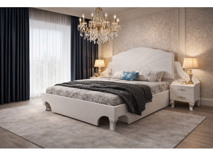 Σετ κρεβατοκάμαρας 3 τεμαχίων, διπλό κρεβάτι με 2 κομοδίνα, 160/200, Belissima, Genomax