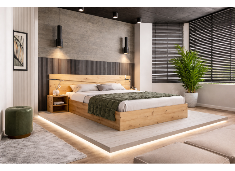 Σετ κρεβατοκάμαρας 3 τεμαχίων,1212007 Σασό, με ΔΩΡΟ κουβέρτα. και μηχανισμό ανύψωσης, 226x78x206 εκ., Genomax