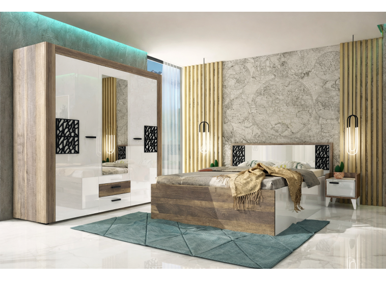 Σετ Κρεβατοκάμαρας 4 τεμαχίων 160/200, Cahara, 261/206/98 εκ., Genomax