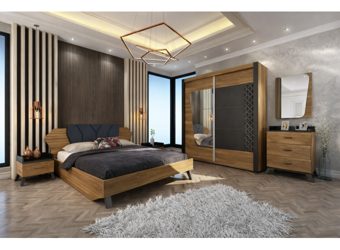 Σετ Κρεβατοκάμαρας 4 τεμαχίων 160/200, Kafe, Genomax