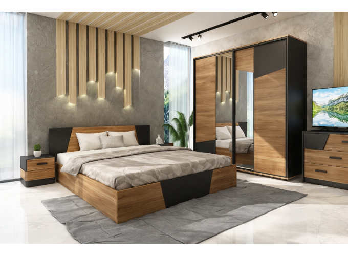 Σετ Κρεβατοκάμαρας 5 τεμαχίων Vario για Στρώμα 160/200,  164 x 204 x 80 εκ.  Genomax