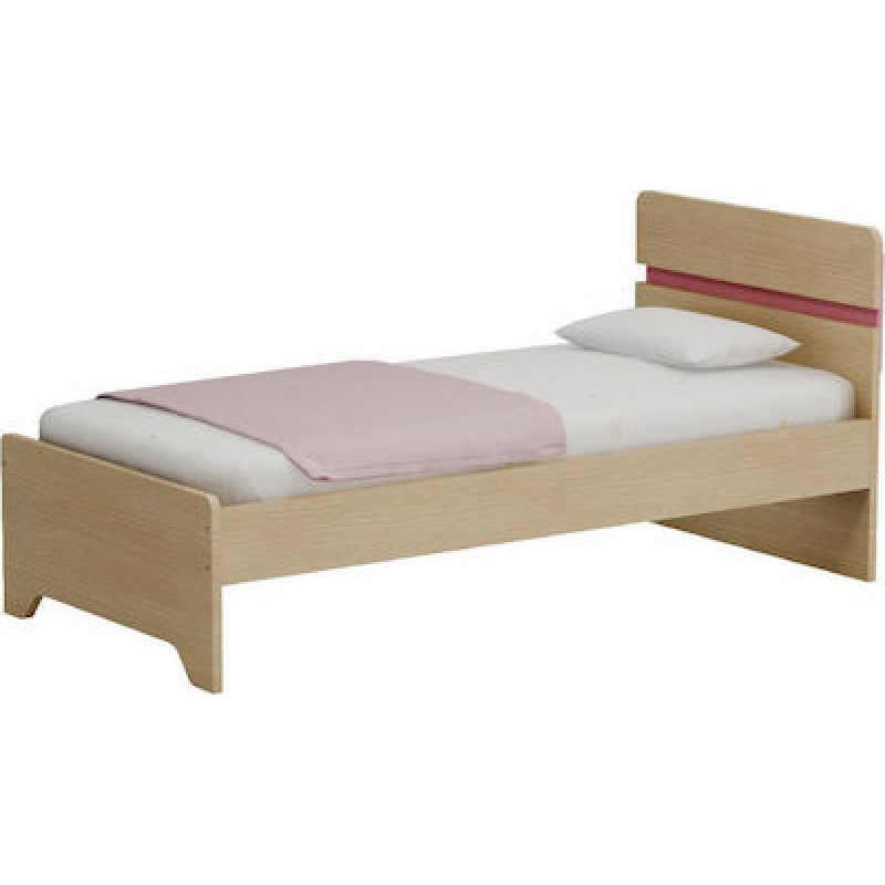 Κρεβάτι Μονό Samuela Ροζ, για Στρώμα 90x190 εκ.