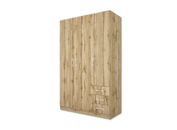 Ντουλάπα Τρίφυλλη με εξωτερικά συρτάρια 1211028 Σασό, 191x117.6x52.5 εκ., Genomax