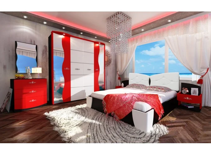 Σετ Κρεβατοκάμαρας 4 τεμαχίων 160/200, Amor-Smart Home με ΔΩΡΟ συρταριέρα, 252,5x260x92,5, Genomax