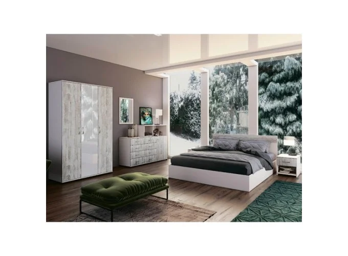 Σετ Κρεβατοκάμαρας 4 τμχ. 160/200, Ava 322 Λευκό/Crystal Ματ, Genomax