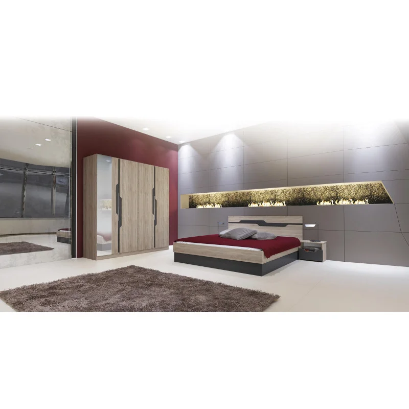 Σετ Κρεβατοκάμαρας 4 τεμαχίων Αφροδίτη sonoma, 160/200, με Δώρο Στρώμα και Μηχανισμό Ανύψωσης, Genomax