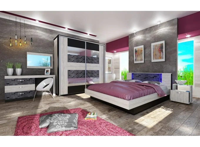 Σετ Κρεβατοκάμαρας 5 τεμαχίων 160/200, Como με ΔΩΡΟ συρταριέρα, 245x213,5x80 εκ., Genomax