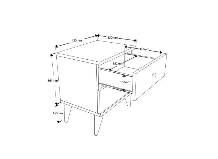 Κομοδίνο 3724 Mona , 45x35x51,1 εκ., All4home