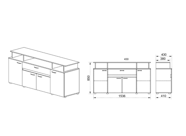 Τουαλέτα 1213056 Σόνομα Λευκό, 154x43x85, Genomax Τουαλέτα 1213056 Σόνομα Λευκό, 154x43x85, Genomax