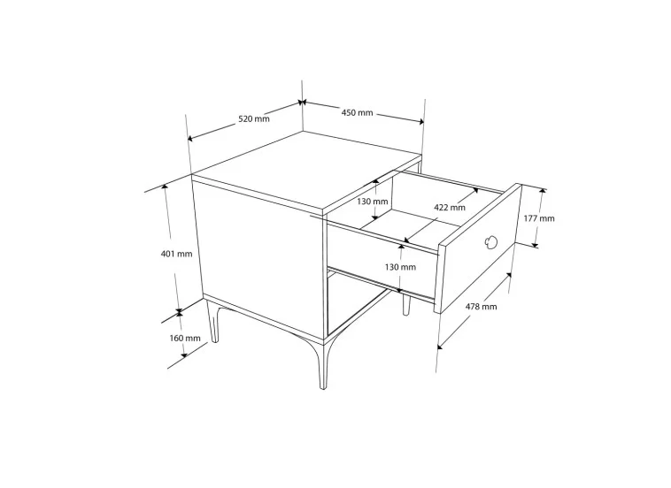 Κομοδίνο 3710 Agata , 52x45x50,1 εκ., All4home