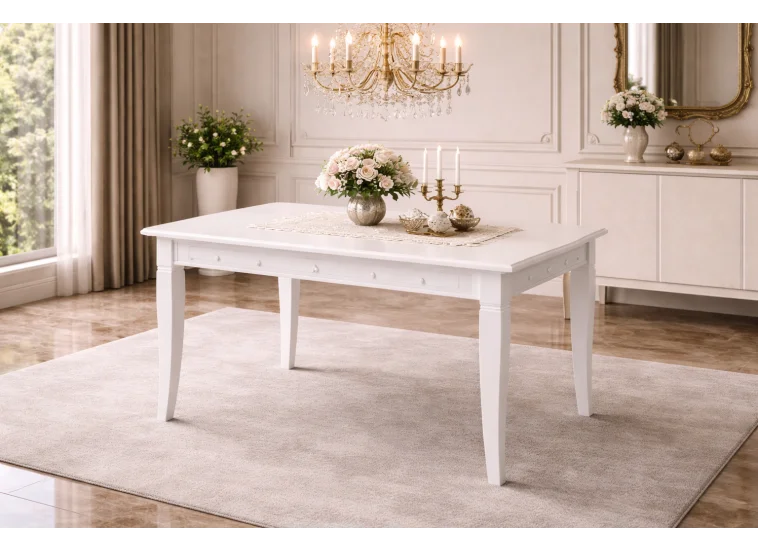 Τραπέζι κουζίνας ξύλινο Capriz Λευκό, 120+30/75/80 εκ., Genomax| All4home