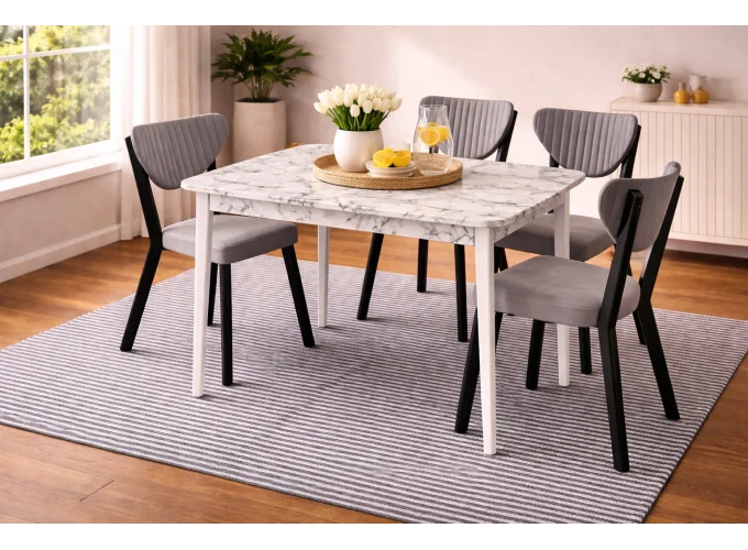 Σετ τραπεζαρίας 5 Τεμαχίων Με Μηχανισμό Επιμήκυνσης ,Brigida White, All4home