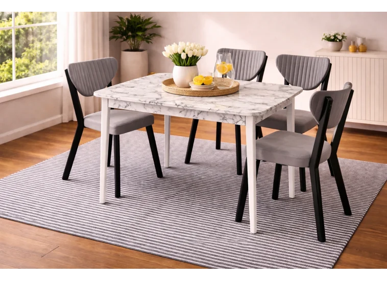 Σετ τραπεζαρίας 5 Τεμαχίων Με Μηχανισμό Επιμήκυνσης ,Brigida White, All4home