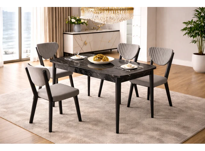 Σετ τραπεζαρίας 5 Τεμαχίων Με Μηχανισμό Επιμήκυνσης ,Brigida, All4home