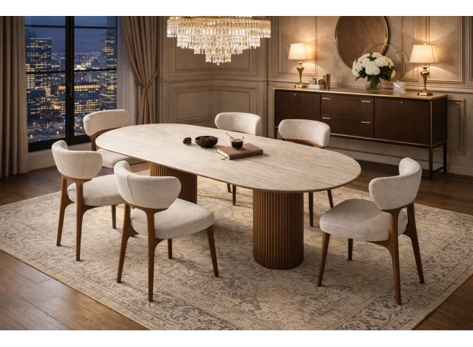 Σετ τραπεζαρίας 7 Τεμαχίων , Ivonne, Ύψος 76 εκ. Πλάτος 168 εκ. Βάθος 90 εκ. All4home