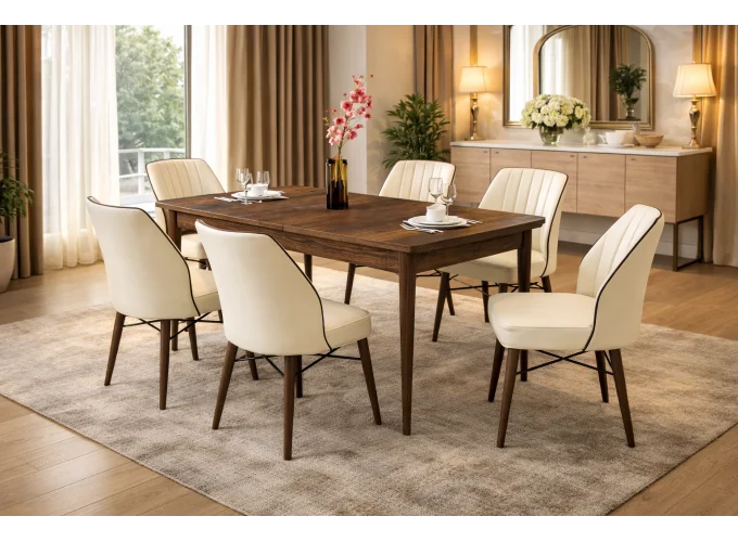 Σετ Τραπεζαρίας με 4 καρέκλες, Με Μηχανισμό Επιμήκυνσης, Uzi , κωδ. 2770000012 170/110/78 εκ. All4home