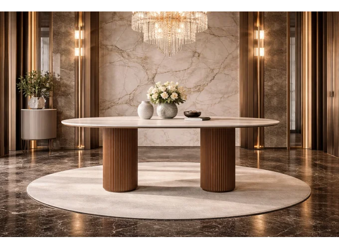 Τραπέζι Δείπνου οβάλ , Vinta , Ύψος 75 εκ. Πλάτος 180 εκ. Βάθος 90 εκ., All4home