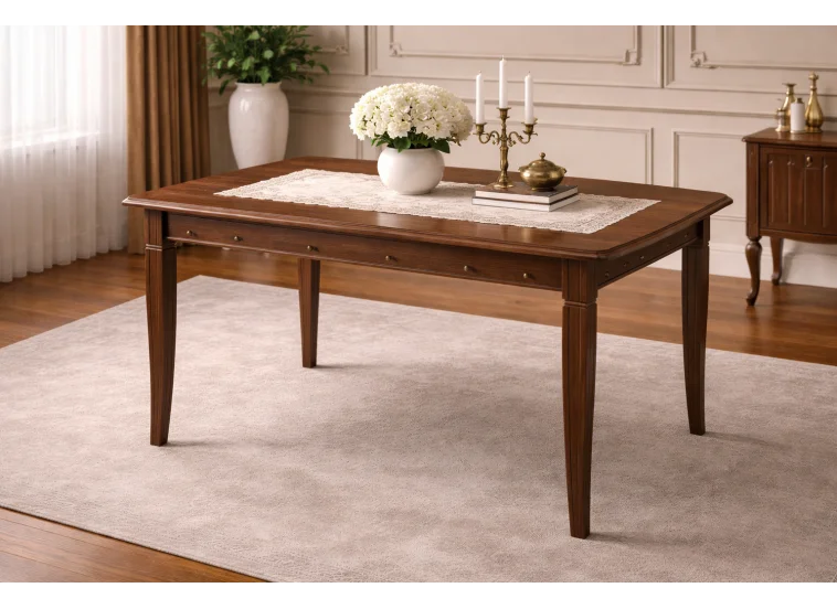 Τραπέζι κουζίνας ξύλινο Capriz Καρυδί, 120+30/75/80 εκ., Genomax | All4home