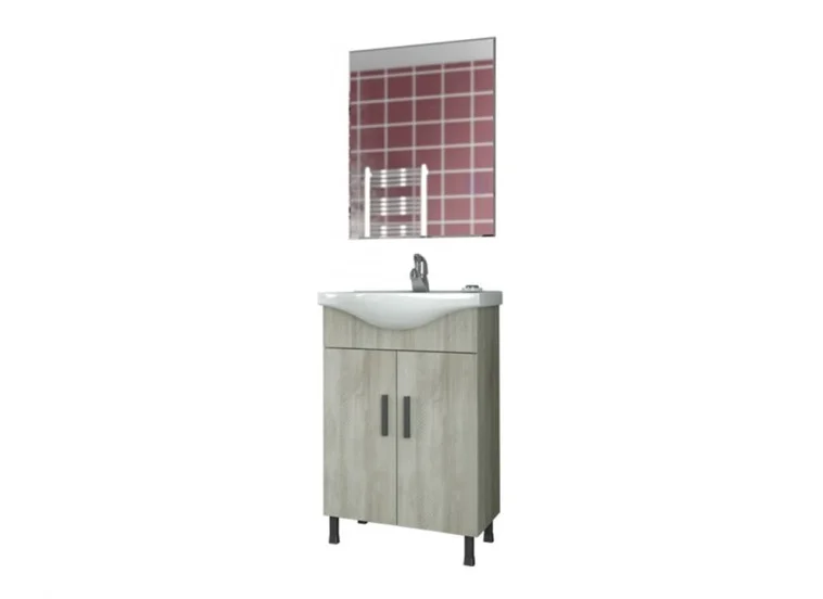 Σετ επιδαπέδιου επίπλου μπάνιου, Luna 55, Slim, Beige, 50x34x80, Drop