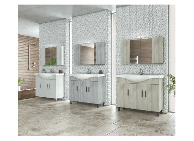 Σετ επιδαπέδιου επίπλου μπάνιου, Luna 100, Λευκό, Drop