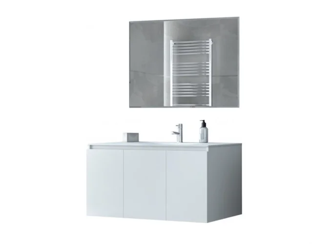 Σετ επιτοίχιου επίπλου μπάνιου, Verona 100, Slim, Λευκό, Drop Σετ επιτοίχιου επίπλου μπάνιου, Verona 100, Slim, Λευκό, Drop