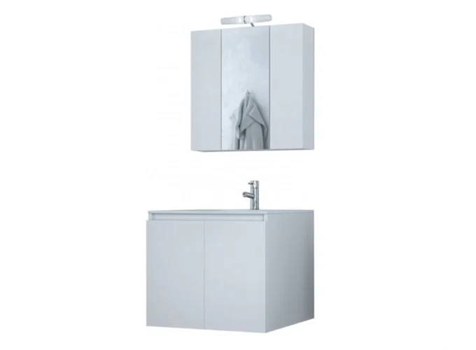 Σετ επιτοίχιου επίπλου μπάνιου, Verona 60, Λευκό, Drop