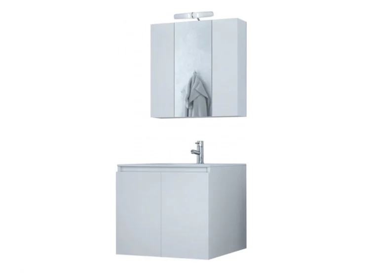 Σετ επιτοίχιου επίπλου μπάνιου, Verona 60, Λευκό, Drop