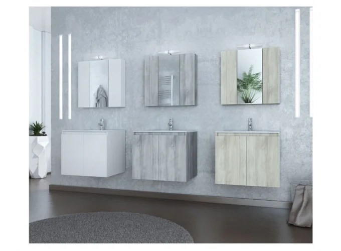 Σετ επιτοίχιου επίπλου μπάνιου, Verona 60, Λευκό, Drop