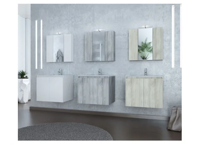 Σετ επιτοίχιου επίπλου μπάνιου, Verona 60, Λευκό, Drop