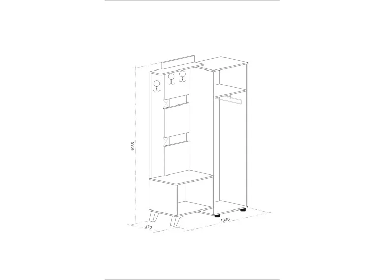 Έπιπλο Εισόδου, Fox, 104x37x198,5, Genomax | All4home Έπιπλο Εισόδου, Fox, 104x37x198,5, Genomax