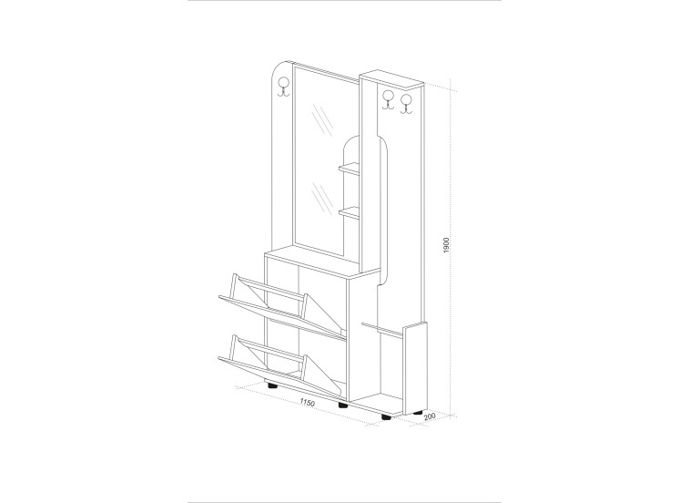 Έπιπλο Εισόδου Moka, 115x20x190, Genomax | All4home Έπιπλο Εισόδου Moka, 115x20x190, Genomax