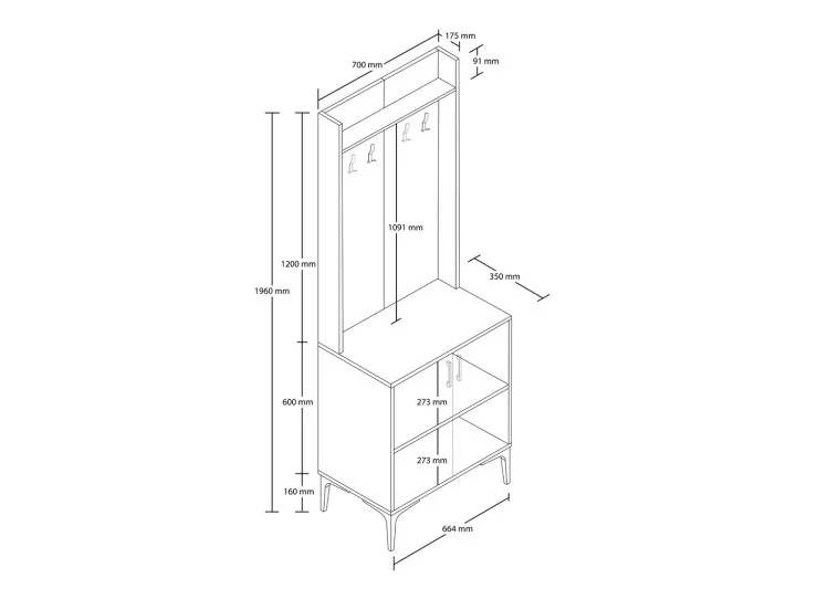 Έπιπλο Εισόδου Royal 5000, 70x35x196 εκ.,All4home