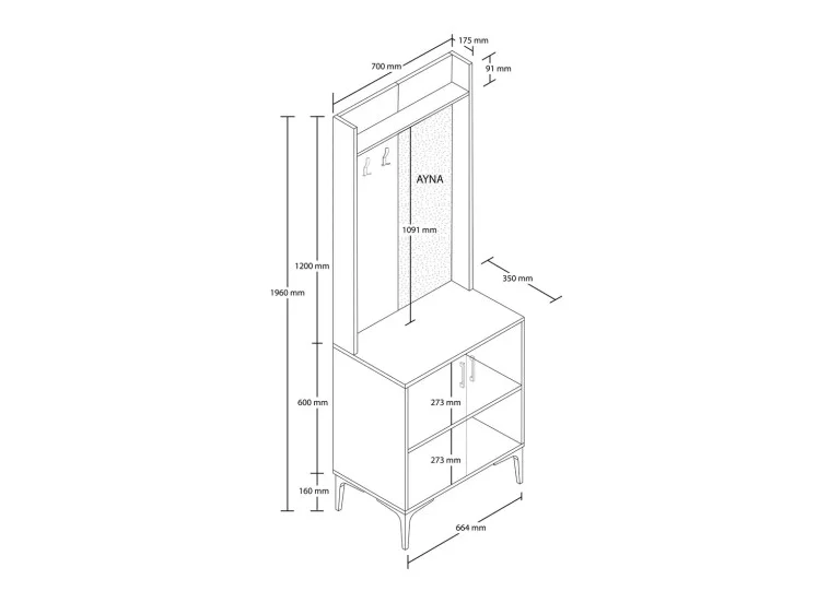 Έπιπλο Εισόδου Royal 5012, 70x35x196 εκ.,All4home