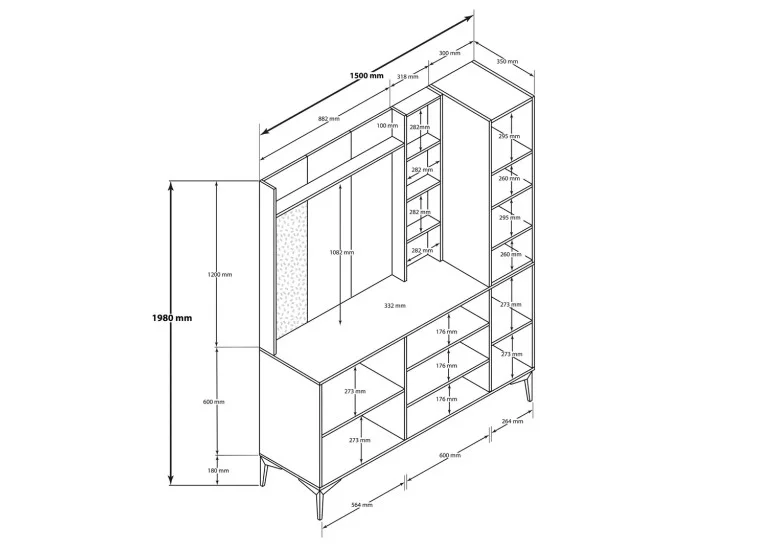 Έπιπλο Εισόδου Verona 5050, 150x35x198 εκ.,All4home