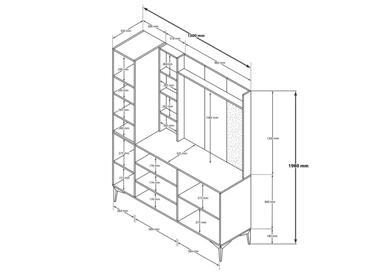 Έπιπλο Εισόδου Verona 5051, 150x35x198 εκ.,All4home