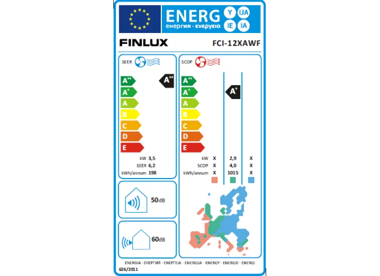 Κλιματιστικό Inverter, 12000 Btu A ++ /A+, FCI-12XAWF, Finlux Κλιματιστικό Inverter, 12000 Btu A ++ /A+, FCI-12XAWF, Finlux