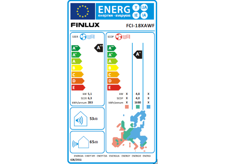 Κλιματιστικό Inverter, 18000 Btu A ++ /A+, FCI-18XAWF, Finlux Κλιματιστικό Inverter, 18000 Btu A ++ /A+, FCI-18XAWF, Finlux