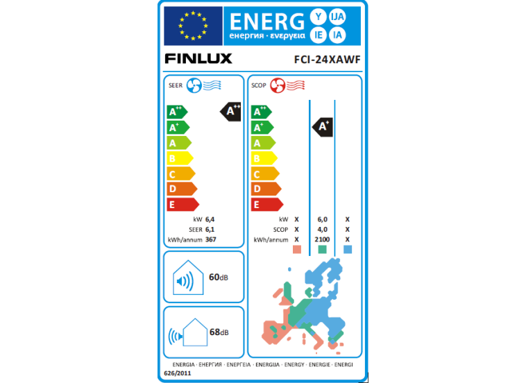 Κλιματιστικό Inverter, 24000 Btu A ++ /A+, FCI-24XAWF, Finlux Κλιματιστικό Inverter, 24000 Btu A ++ /A+, FCI-24XAWF, Finlux