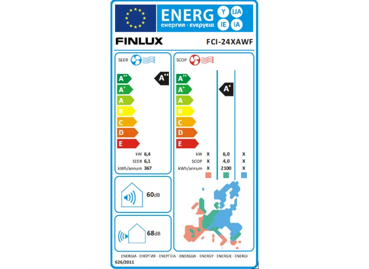 Κλιματιστικό Inverter, 24000 Btu A ++ /A+, FCI-24XAWF, Finlux Κλιματιστικό Inverter, 24000 Btu A ++ /A+, FCI-24XAWF, Finlux